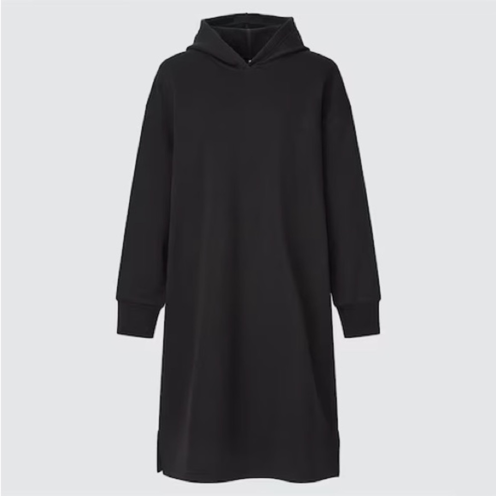 Uniqlo Black Cotton-Blend Hoodie Dress